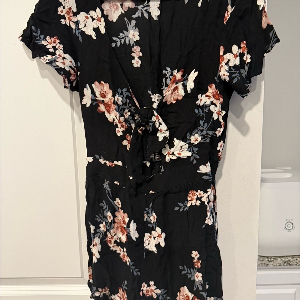 Floral Black Short Sleeve Dress